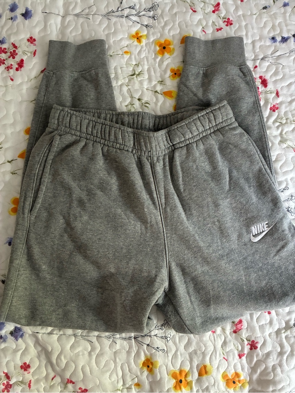 Nike Grey Fleece Joggers with White Logo